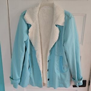 Sherpa Fall Winter Jacket Light Blue Women's Plus Size New W Out Tags Polyester